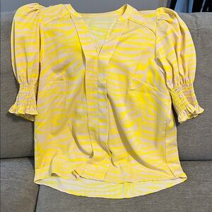Amazon Essentials Yellow Zebra Print Blouse